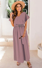 Women's Solid-Color Plus-Size Long Dress