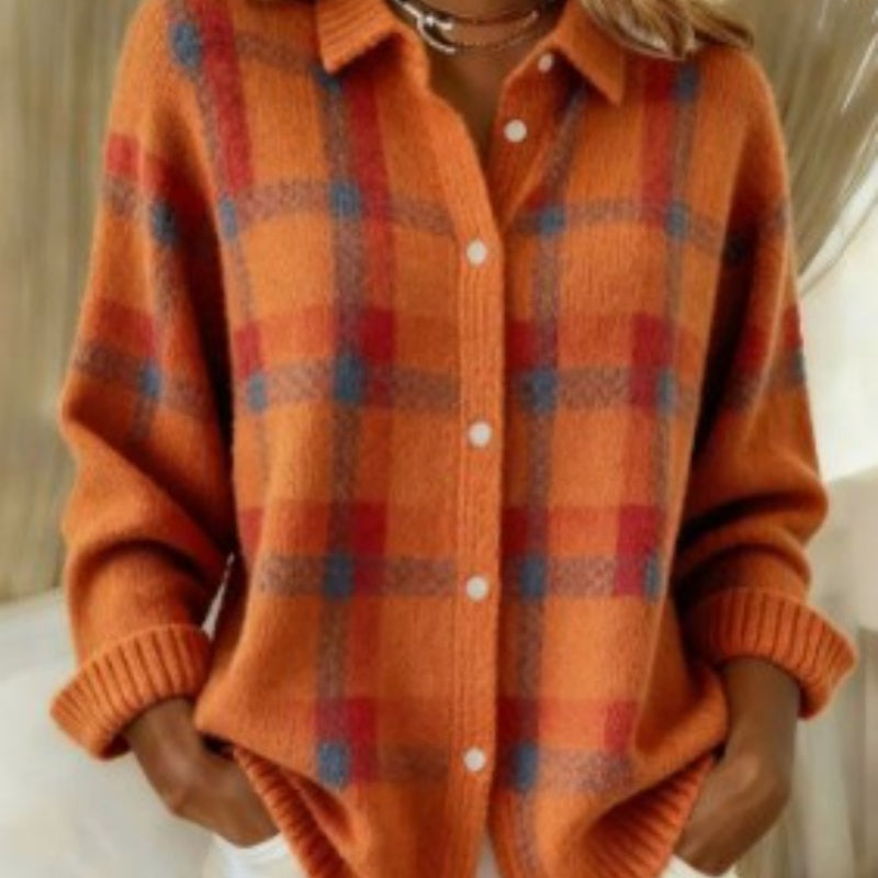 Women's Blouse With A Turn-down Collar And Cardigan-style Top