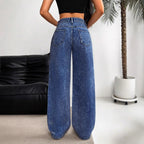 High-waisted Straight Versatile Slim-fit Women's Jeans