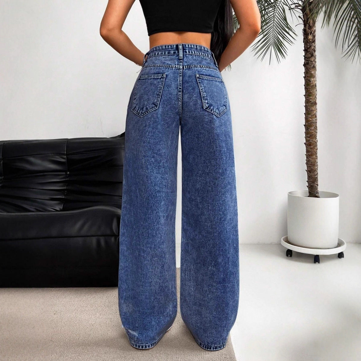 High-waisted Straight Versatile Slim-fit Women's Jeans