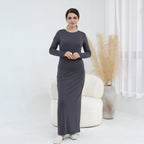 Plus-size Stretchy Long-sleeve Slip Dress