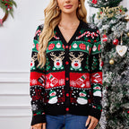 Loose Knitted Cardigan Sweater Coat Women's Casual Long-sleeved Christmas Sweater