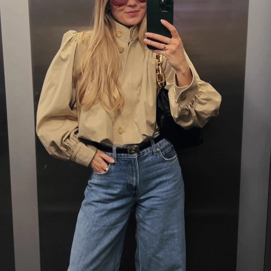 Fashion Casual All-matching Solid Color Commute Coat