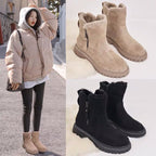 Middle Tube Plush Warm Cotton Shoes Leather And Fur Integrated Winter Women's Boots