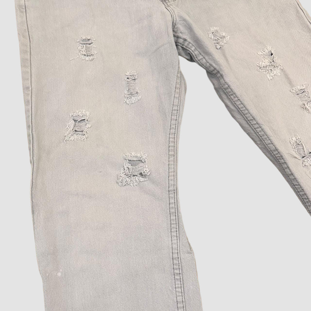 Vintage Lee Frayed & Distressed Straight Leg Jeans Grey W32 L27