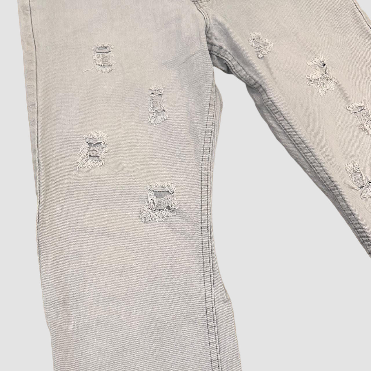 Vintage Lee Frayed & Distressed Straight Leg Jeans Grey W32 L27