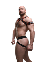 ruff GEAR Leather Bulldog Reflector Harness Black Neon Orange