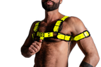 ruff GEAR Bold Leather Bulldog Harness Neon Yellow