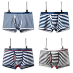 Men's Striped Cotton Sports Boxer Briefs