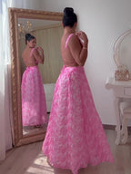 Resort Print Backless Sleeveless Dress
