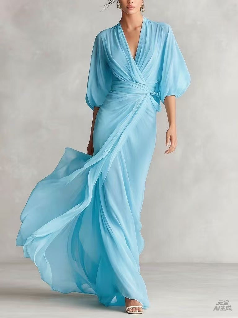 European And American-style Slim-fit Long Dress For Women