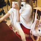 Women's Casual Plush Design Sweater Shawl Cape