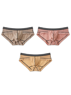 3 Pack Men's Semi-Transparent Comfortable Soft Skin-Friendly Minimalist Briefs