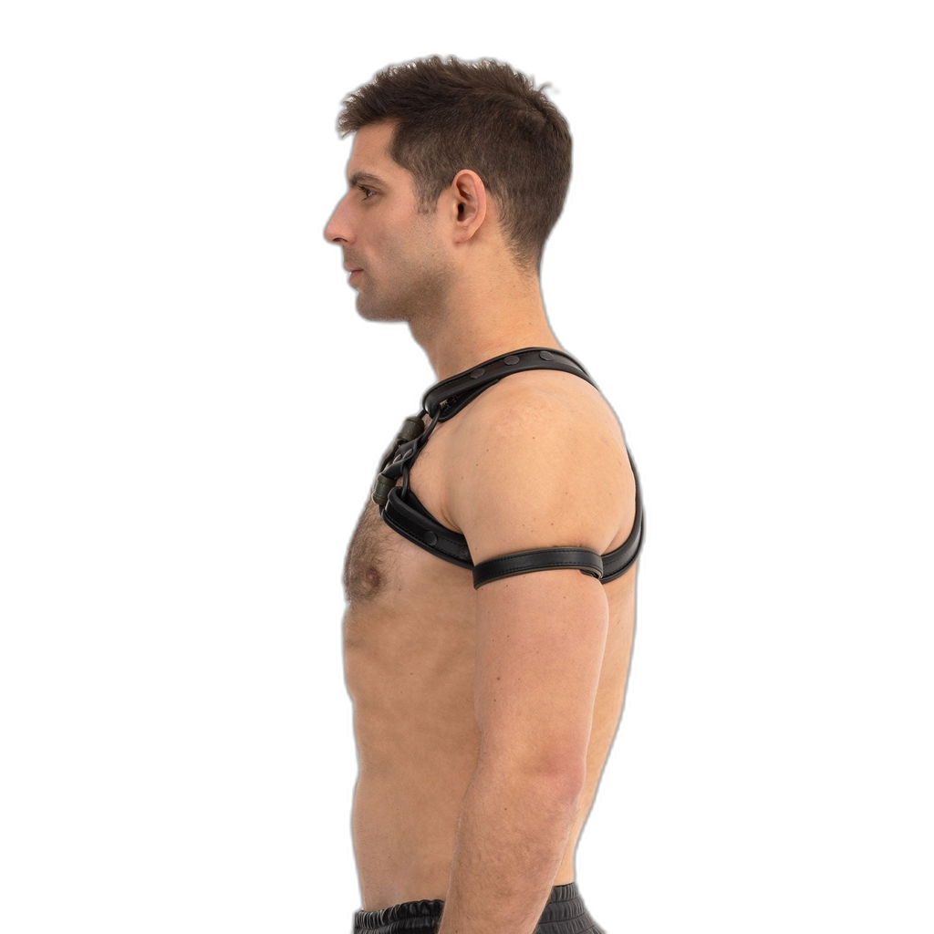 Prowler RED Leather Cross Harness Black Green Small Medium