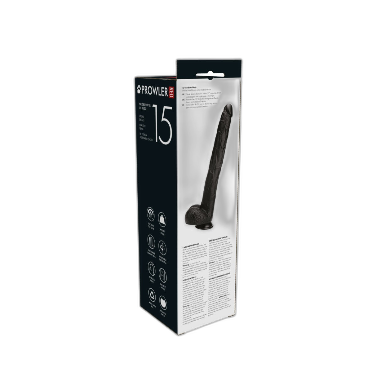 Prowler RED The Destroyer Dildo With Suction Cup Black 15 Inch