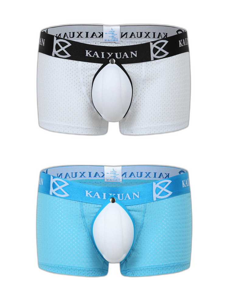 2-pack Men's Sexy Detachable Curled Cup Snap Hip Boxer Briefs