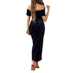 Solid Color Strapless Bodycon Long Dress Women's Dress