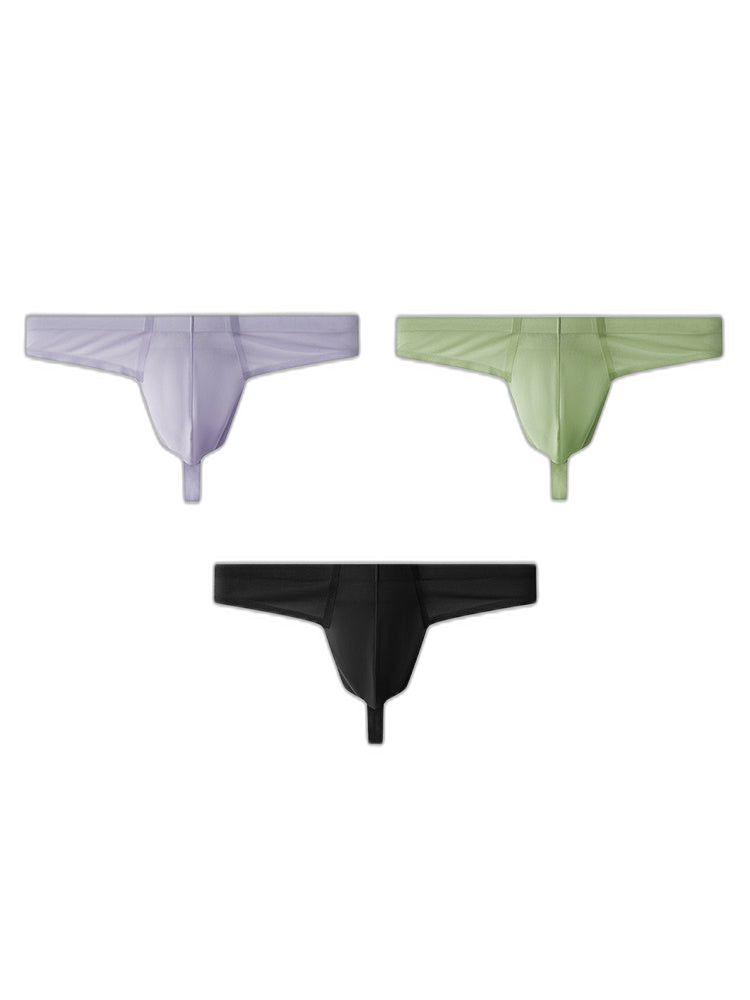3 Pack Men's Solid Color Seamless Comfort Quick-Dry Breathable Thongs