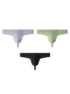 3 Pack Men's Solid Color Seamless Comfort Quick-Dry Breathable Thongs