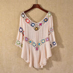 Amazon AliExpress Hot Selling Product Boho Hollow Out Hand Crocheting Flower Bikini Loose Beach Cover-up