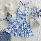New SpringSummer European And American-style Camisole Top And Audrey Hepburn-inspired Designer Floral Dress