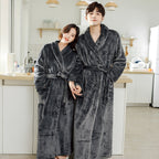 Couples' Flannel Bathrobes Extra-thick And Super-warm Loungewear