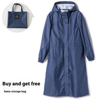 Fashion Trench Coat Raincoat Lightweight Breathable Solid Color Long Sleeve