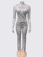 Spicy Girl Leopard-Print Slimming Cardigan And Pants Two-Piece Set