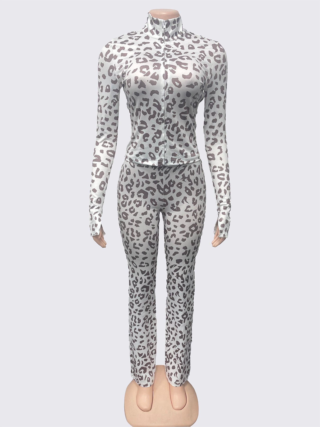 Spicy Girl Leopard-Print Slimming Cardigan And Pants Two-Piece Set