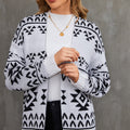 Jacquard Knit Sweater Jacket Casual Knitted Long Cardigan