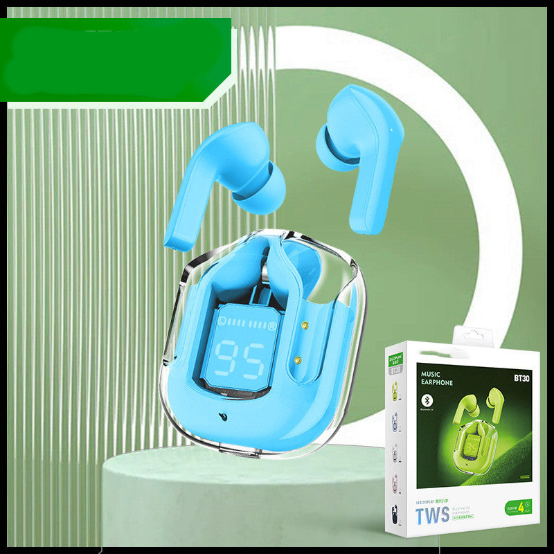 Premium Mini Transparent Wireless Earbuds - Bluetooth 5.3 ENC Noise Cancelling Headphones with Digital Display