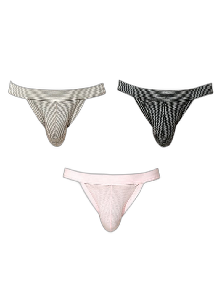 3 Pack Men's Breathable Mesh Odor-Resistant Solid Color Sexy Briefs