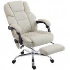 HOMCOM Office Chair with 6-point Vibration Massage and Heat, Fabric Desk Chair with Footrest, High Back, Cream White