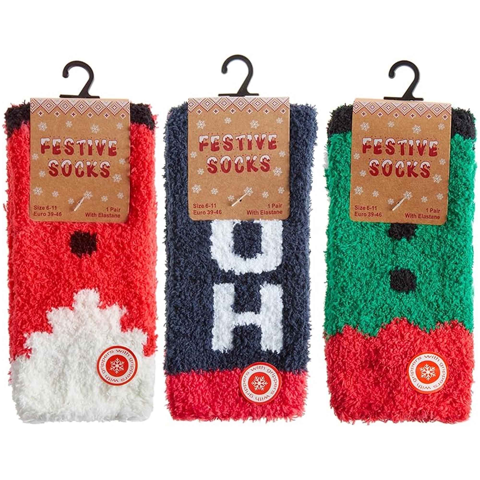 Sock Stack Men's Christmas Slipper Socks 3 Pack UK Sizes 6-11 Santa And Elf Designs