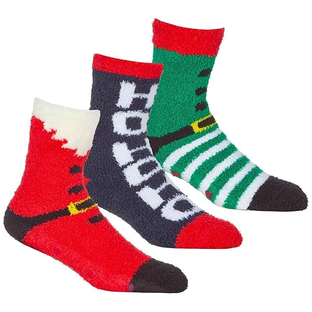 Sock Stack Men's Christmas Slipper Socks 3 Pack UK Sizes 6-11 Santa And Elf Designs