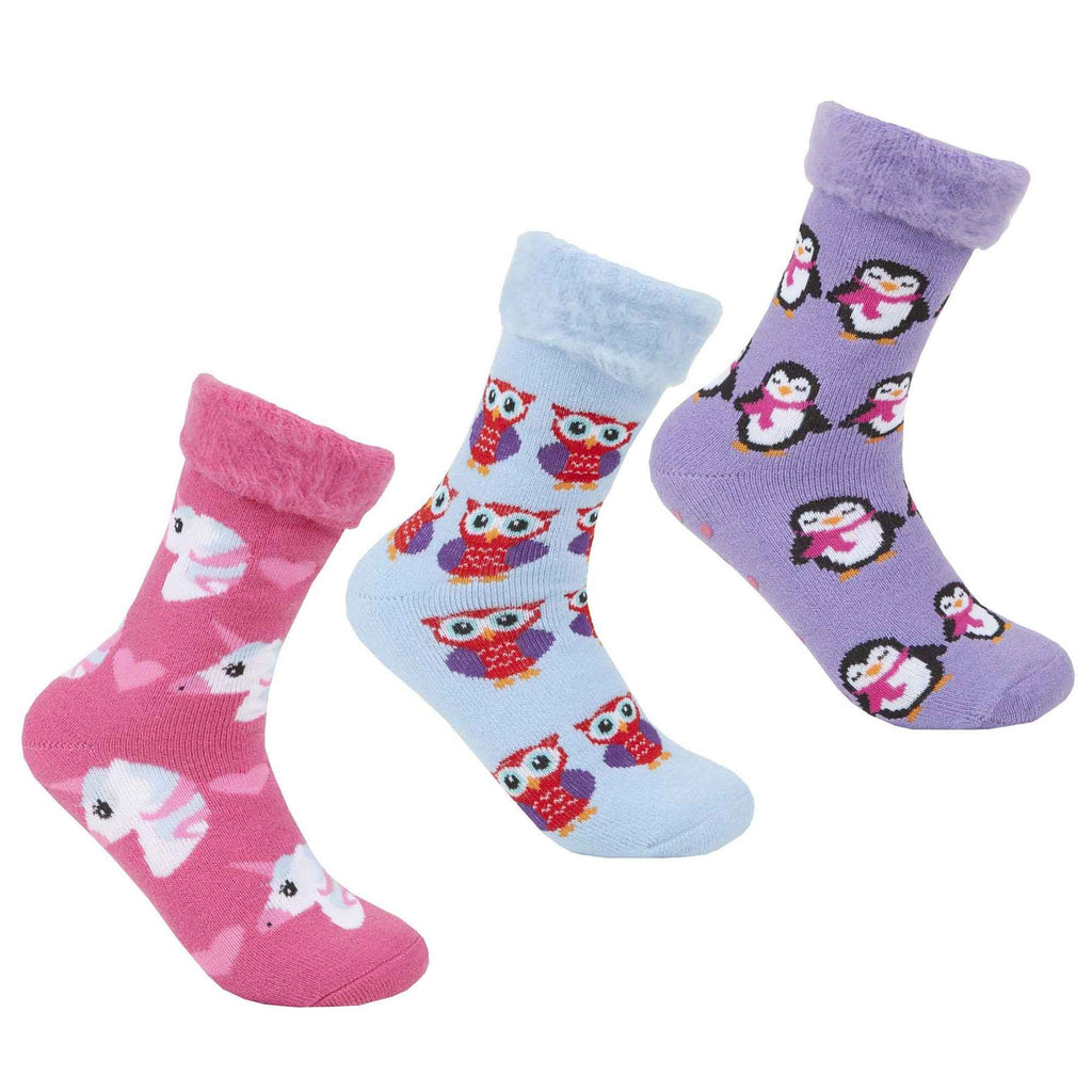Sock Stack Womens Non Slip Thermal Bed Socks Slipper Socks With Silicone Grips UK Size 4