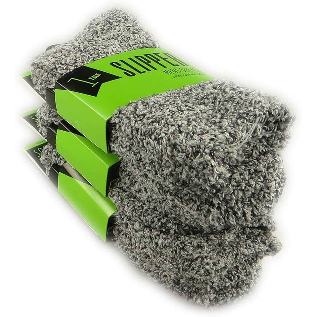 Sock Stack Mens Slipper Socks 3 Pairs Non-Skid Winter Fleece-Lined Gripper Socks Size