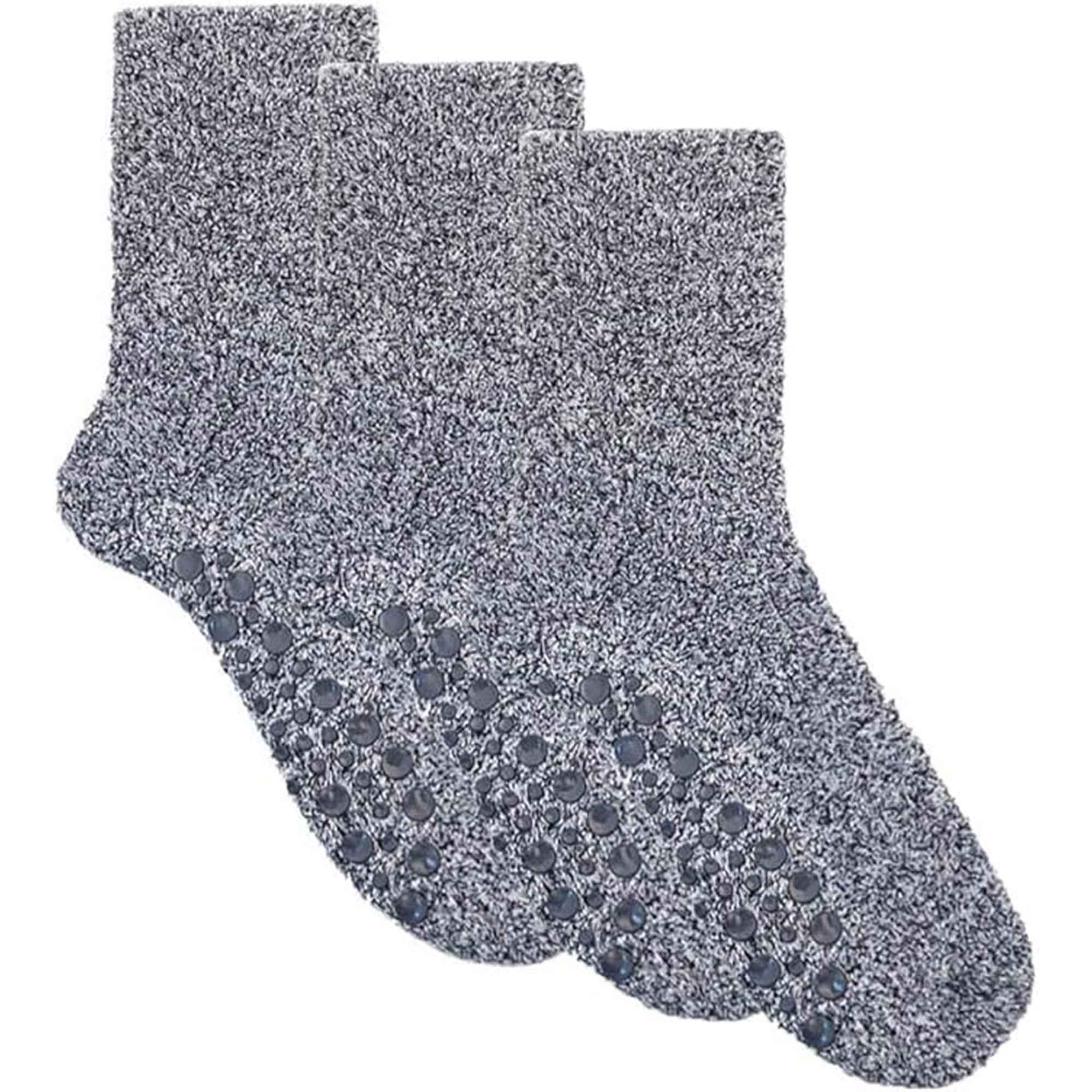 Sock Stack Mens Slipper Socks 3 Pairs Non-Skid Winter Fleece-Lined Gripper Socks Size