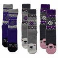 Sock Stack Women's Thermal Slipper Socks 3 Pairs Animal Designs Polar Bears And Kittens