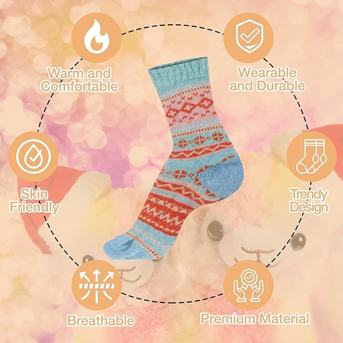 Daisy Dreamer 3 Pairs Womens Alpaca Wool Socks Natural Thermal Winter Boot Socks Non Slip