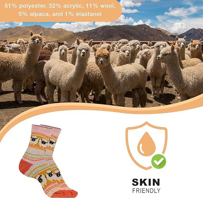 Daisy Dreamer 3 Pairs Womens Alpaca Wool Socks Natural Thermal Winter Boot Socks Non Slip