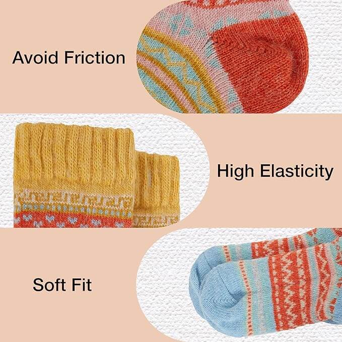 Daisy Dreamer 3 Pairs Womens Alpaca Wool Socks Natural Thermal Winter Boot Socks Non Slip