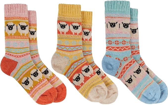 Daisy Dreamer 3 Pairs Womens Alpaca Wool Socks Natural Thermal Winter Boot Socks Non Slip