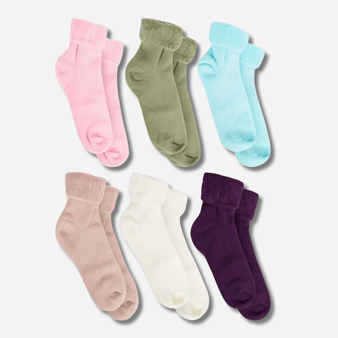 Sock Stack Womens Thermal Bed Socks 6 Pairs UK Size 4-7 Anti Slip Slipper Socks Warm Brushed Winter Base Layer