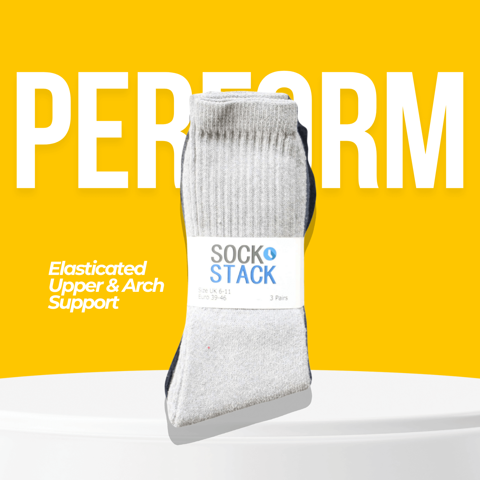 Sock Stack Mens Cotton Rich Performance Sport Socks 15 Pairs UK 6 To 11 Black Grey White Cushioned Anti Blister Moisture Wicking Breathable