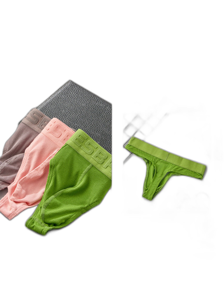 2 Pack Men's Ribbed Butt-Lifting U-Pouch Sexy Thong