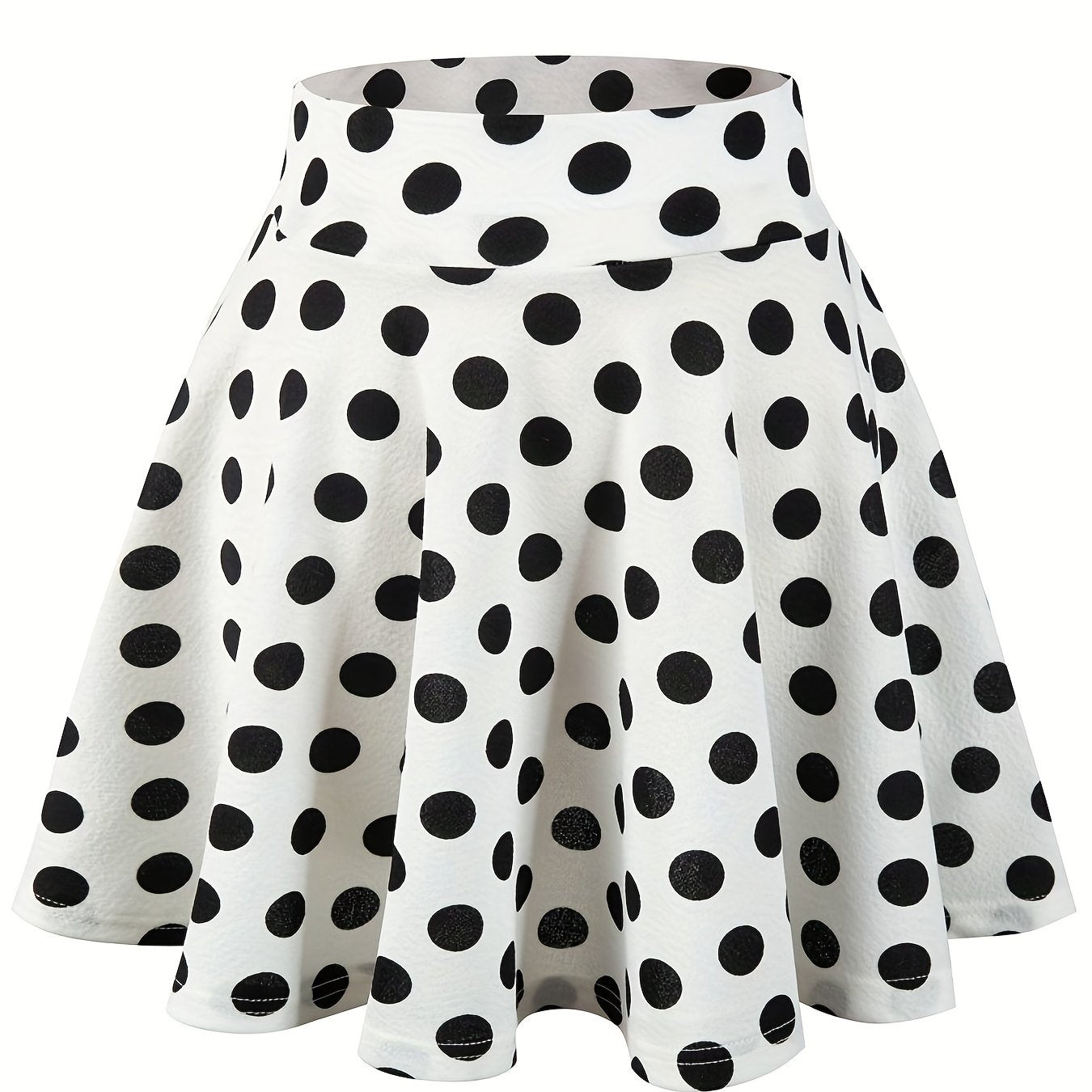 Kpop Polka Dot Print Skater Skirts, Casual Ruffle A Line Versatile Mini Skirts, Women's Clothing