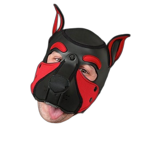 Mr S Leather NEOPRENE FRISKY Puppy Hood | Black & Red