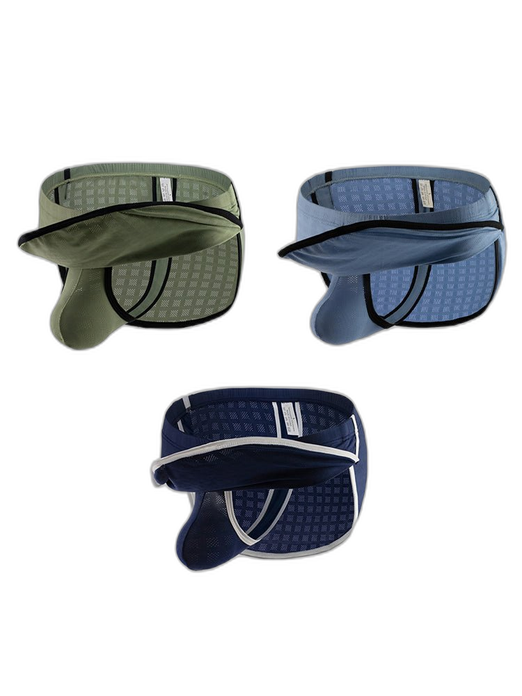 3 Pack Men's Breathable Mesh Full Coverage Trendy Design Soft Boxers