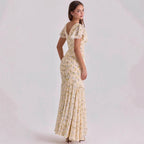 V-neck Long Flowing Maxi Dress For Women